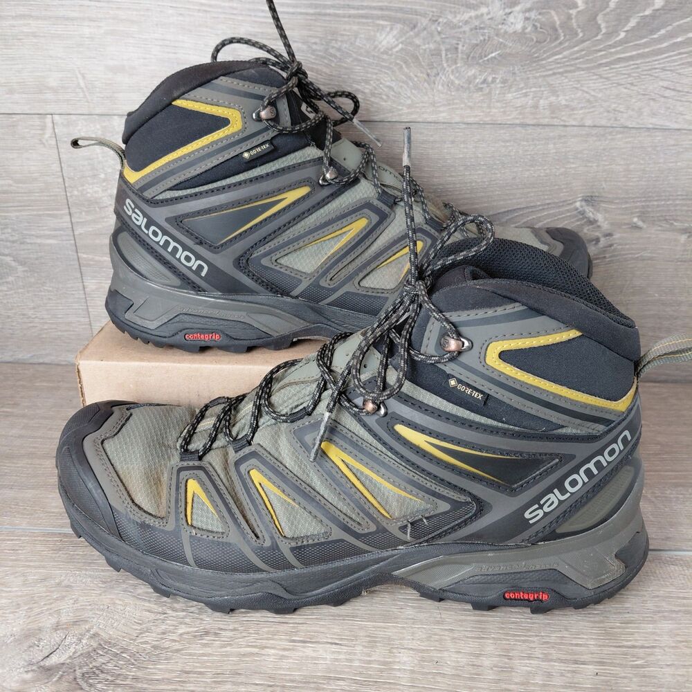 Salomon Boots X Ultra 3 Wide Mens Size 13 Gray Mid GTX Lace Up Hiking Gore Tex